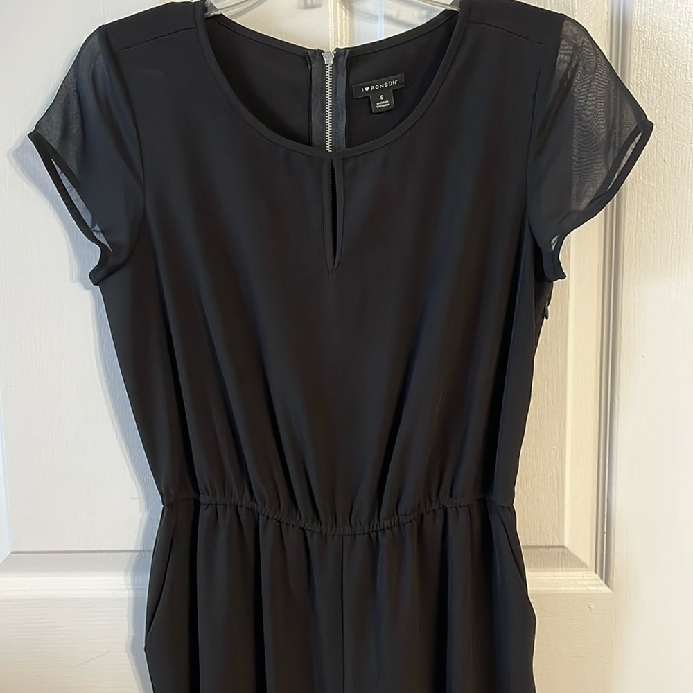 NW: I ♥️ RONSON: Black Jumpsuit; Sz Sm; Silk Short Sleeves; Elastic Wais…